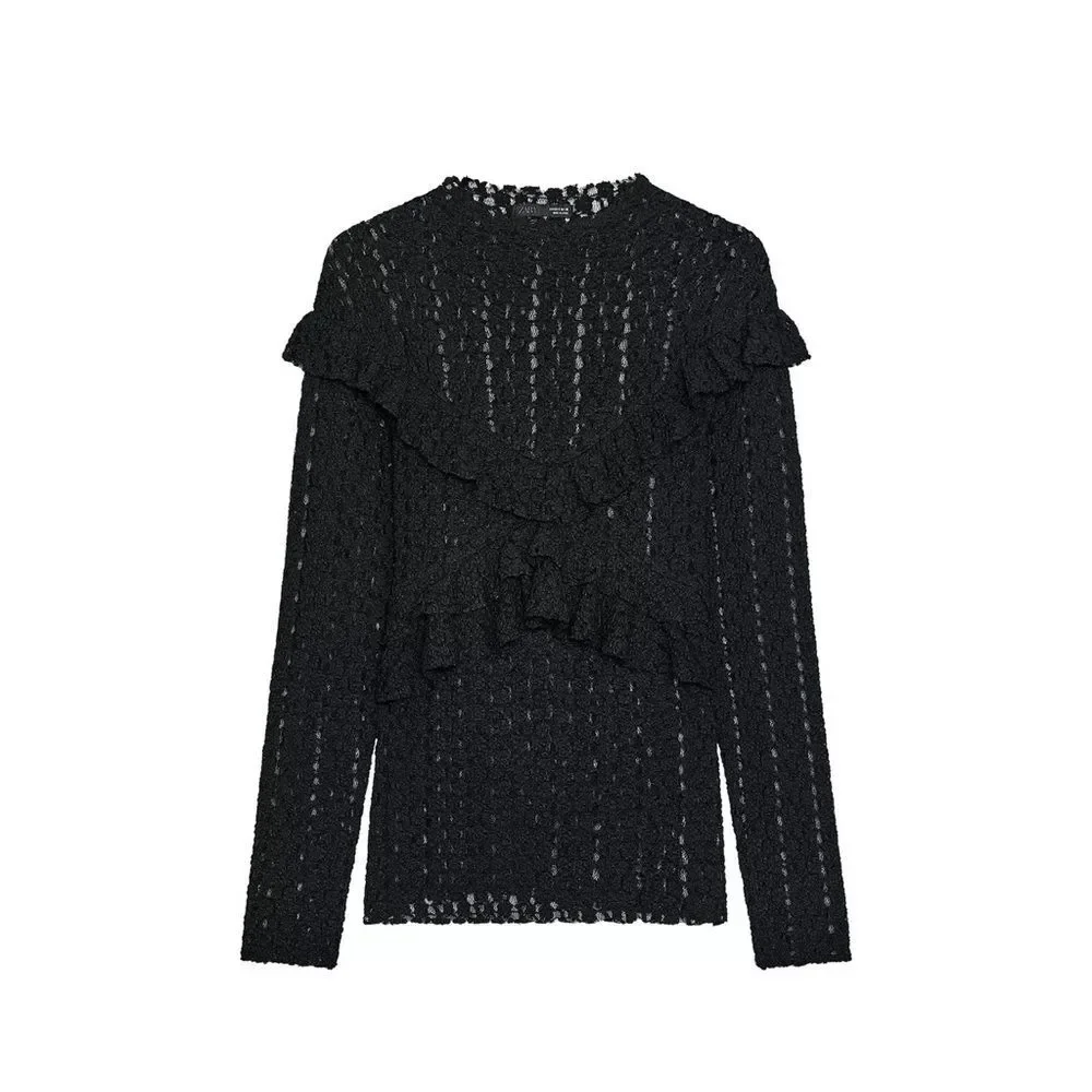ZARA RUFFLED LACE TOP